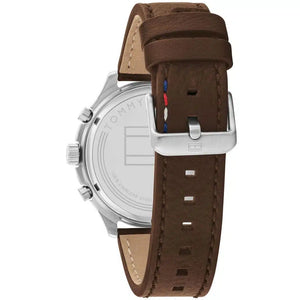 Profile view of Tommy Hilfiger Asher showing slim case thickness and leather strap
