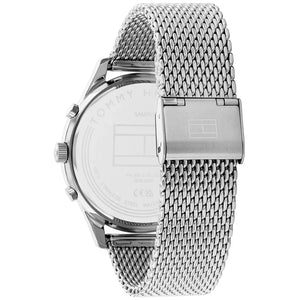 Profile view of Tommy Hilfiger Baker showing case thickness and mesh bracelet