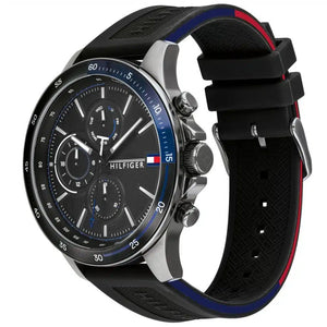 Right side view of Tommy Hilfiger 1791724 showing silver stainless steel case and buttons