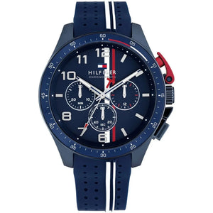 Tommy Hilfiger Bank 1792169 men's watch black case and navy blue rubber strap