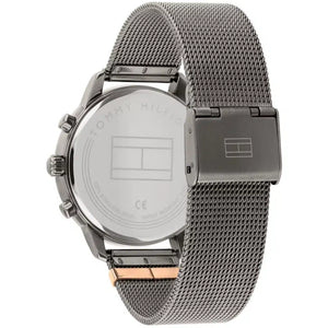 Profile view of Tommy Hilfiger Blake showing case thickness and grey crystal detail