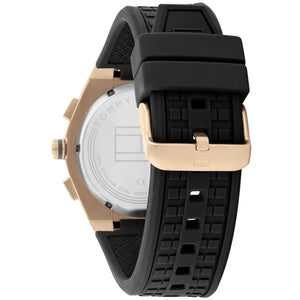 Profile view of Tommy Hilfiger Connor showing case thickness and rubber strap texture