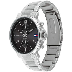 Right side view of Tommy Hilfiger 1710413 showing silver stainless steel case