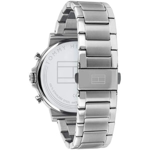 Profile view of Tommy Hilfiger Daniel showing case thickness and triple-link bracelet