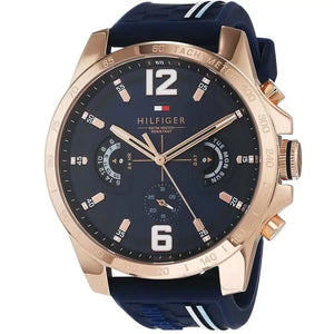 Right side view of Tommy Hilfiger 1791474 showing rose gold case and buttons