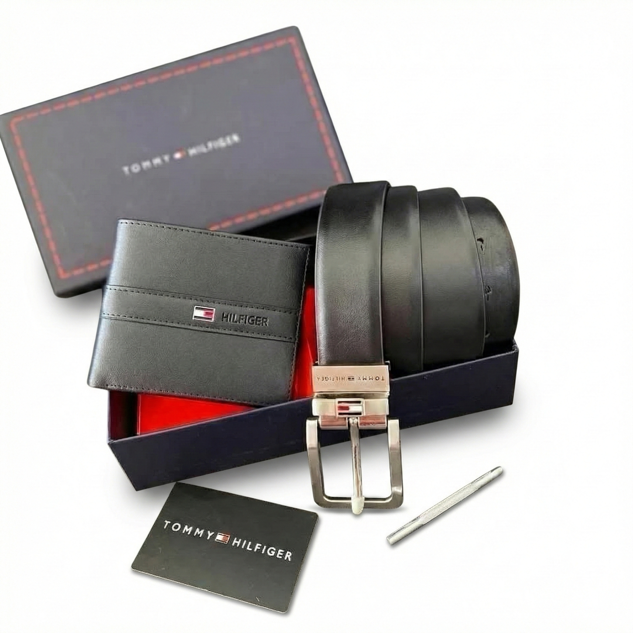 Complete Tommy Hilfiger Gift Set Box with Wallet and Belt