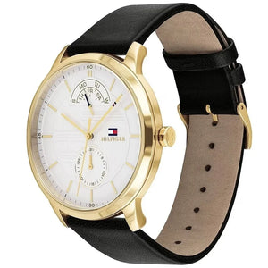 Right side view of Tommy Hilfiger 1791606 showing gold stainless steel case