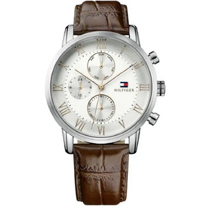 Tommy Hilfiger Kane 1791400 men's watch silver case brown croc leather silver dial