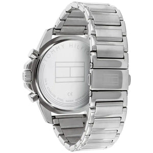 Profile view of Tommy Hilfiger Mason showing case thickness and triple-link bracelet