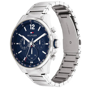 Right side view of Tommy Hilfiger 1791973 showing silver stainless steel case and pushers