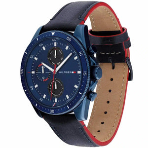 Right side view of Tommy Hilfiger 1791839 showing navy blue ion-plated stainless steel case