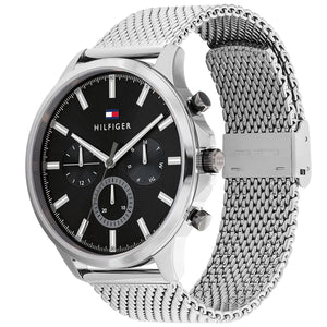 Right side view of Tommy Hilfiger 1710498 showing silver stainless steel case