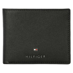 Front view of Tommy Hilfiger Saffiano Leather Wallet with Metal Logo