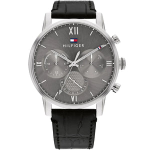 Tommy Hilfiger Sullivan 1791883 men's watch silver case black leather gray dial