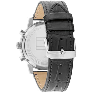 Profile view of Tommy Hilfiger Sullivan showing case thickness and black leather strap