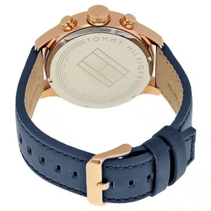 Profile view of Tommy Hilfiger Trent showing case thickness and leather strap