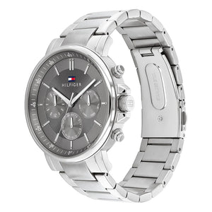 Right side view of Tommy Hilfiger 1710604 showing silver stainless steel case