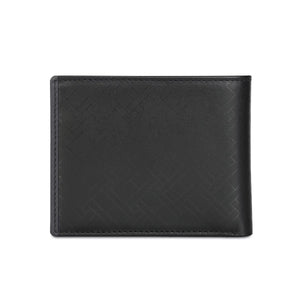 Back view of Tommy Hilfiger Black Leather Wallet showing textured basket weave pattern