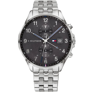 Tommy Hilfiger West 1791707 men's watch silver stainless steel bracelet dark grey dial