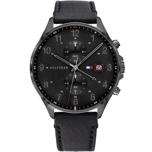 Tommy Hilfiger West 1791711 men's watch all black case and leather strap