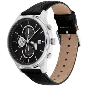 Right side view of Tommy Hilfiger 1710502 showing silver stainless steel case