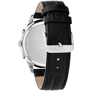 Profile view of Tommy Hilfiger Weston showing case thickness and leather strap