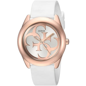 Guess G-Twist W0911L5 women's watch - white dial white rubber strap, angled view