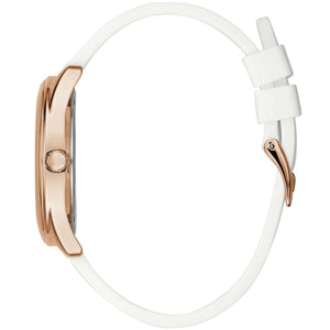Guess G-Twist W0911L5 women's watch - white dial white rubber strap, side angle