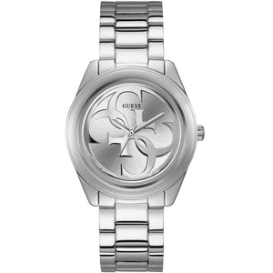Guess G-Twist W1082L1 ladies watch with silver tone case and large interlocking 4G logo dial