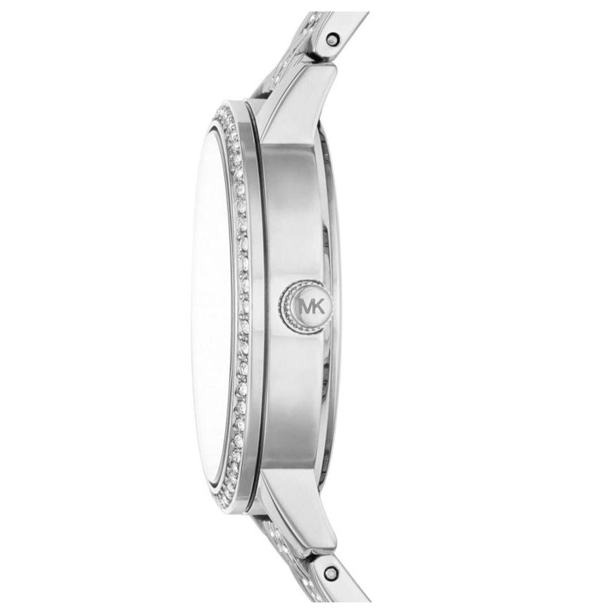 Michael Kors MK4370 Women’s Silver Dial Silver Stainless Steel Crystal MK Logo Watch - Luxury Hub Store