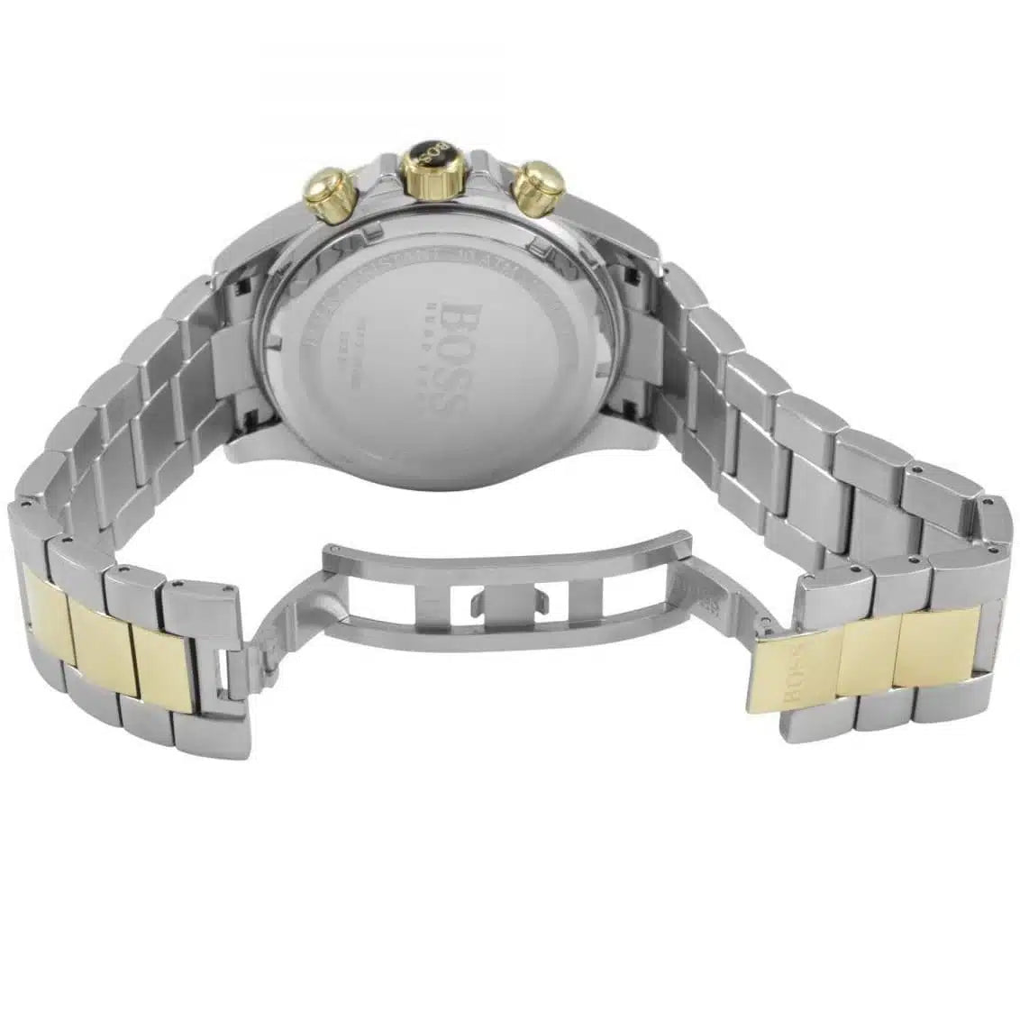 Two-tone deployment clasp with engraved Boss logo on the bracelet of the 1512960