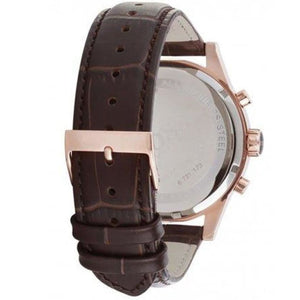 Caseback of Hugo Boss Jet 1513281 showing technical specs grey dial and leather strap 50m water resistance