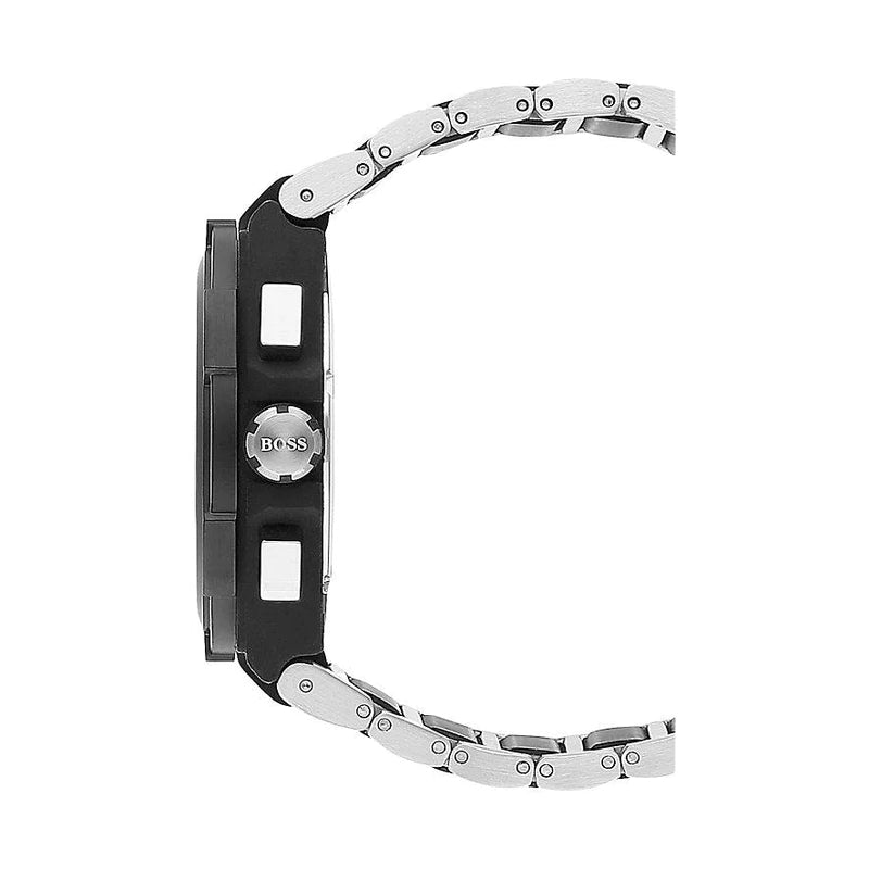 Side profile of Hugo Boss Supernova 1513368 showing 12mm thickness and silver finish with 50m water resistance