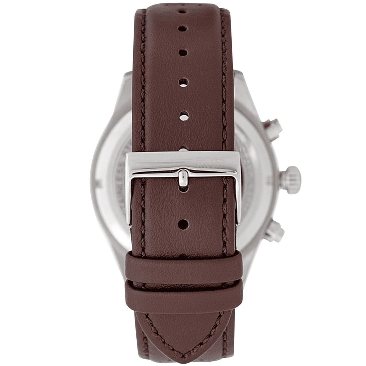 Grey stainless steel buckle on Hugo Boss Spirit 1513690 brown textile strap watch water resistant 30m