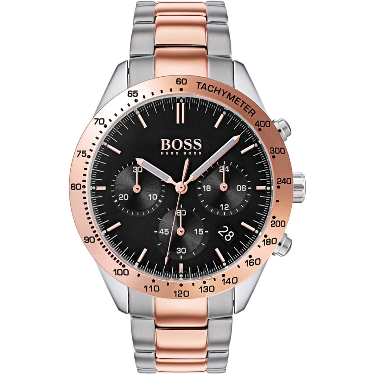 Hugo Boss Talent 1513584 men's watch with black dial, two-tone silver copper metal strap, and 50m water resistance main view