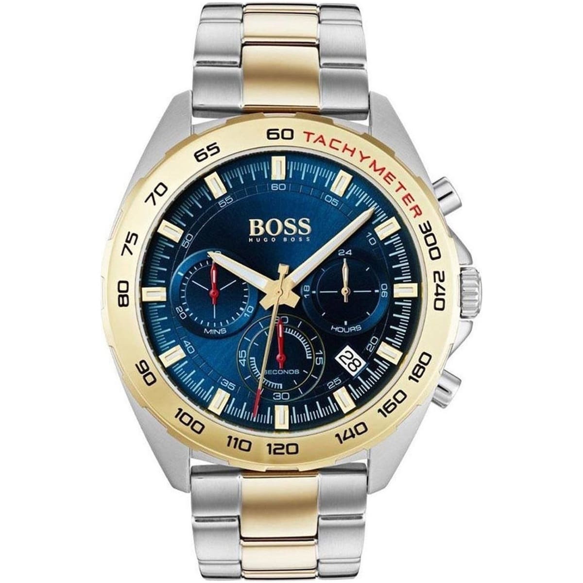 Hugo Boss Intensity 1513667 men's watch with blue dial, two-tone metal strap, and 50m water resistance main view