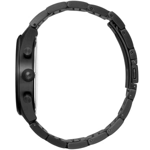 Side profile raw photo of the 44mm black case of Boss 1513714 watch showing thickness from Luxury Hub Store.
