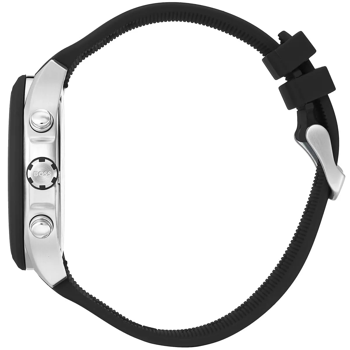 Right angle view showing the crown of the Hugo Boss Velocity 1513716 watch.