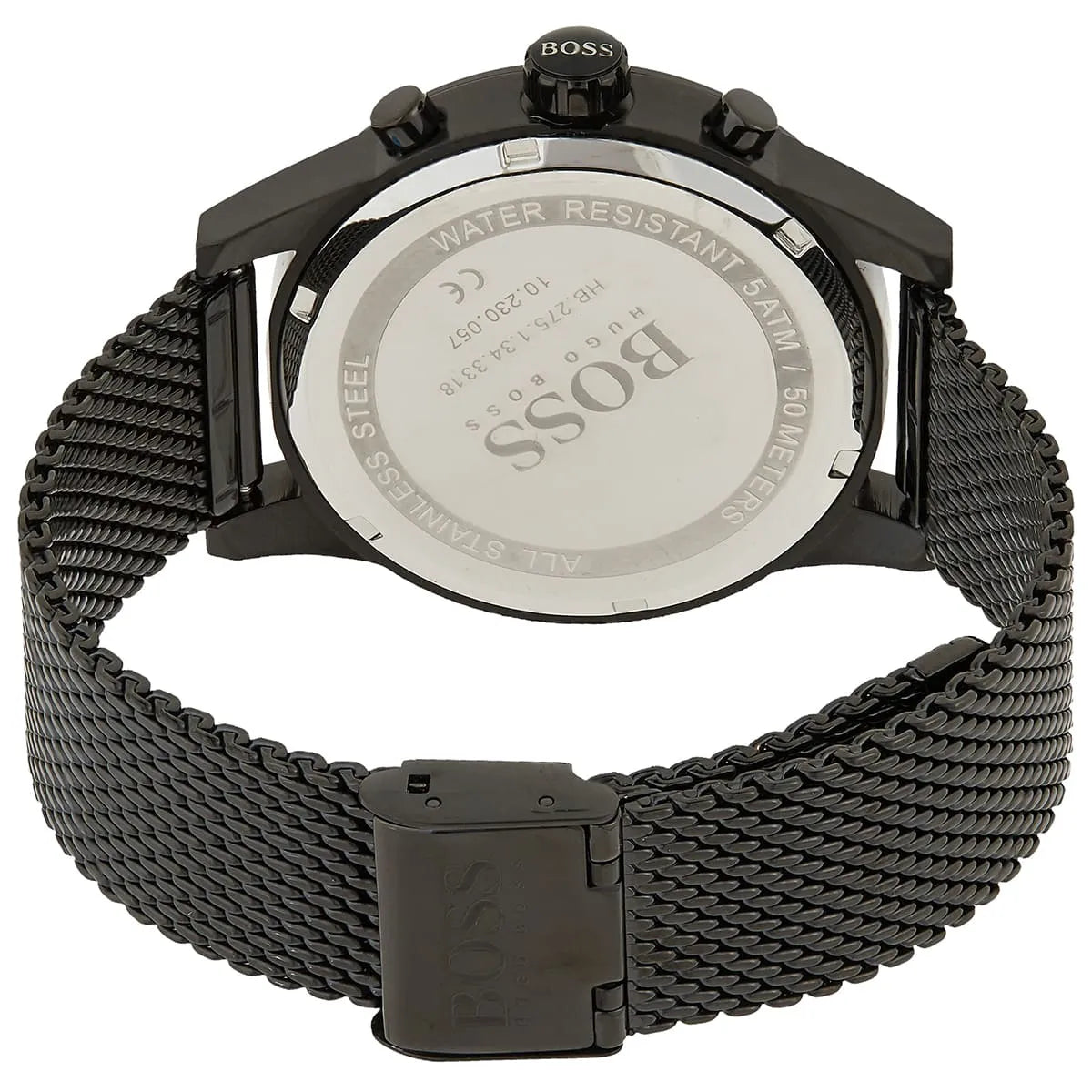 Engraved stainless steel case back of the Hugo Boss Jet 1513769 watch.