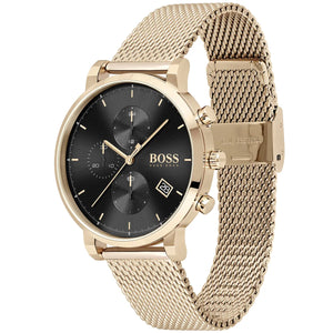 Side profile view showing the case thickness of the Hugo Boss Integrity 1513808 watch.