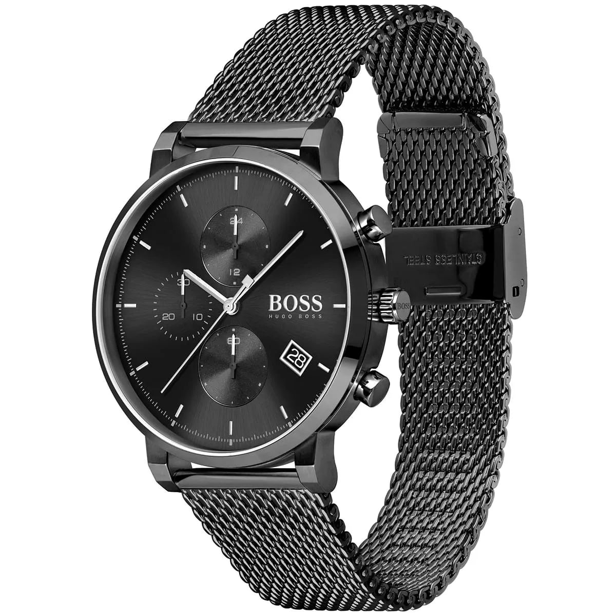 Side profile view showing the case thickness of the Hugo Boss Integrity 1513813 watch.