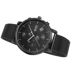 Right angle view showing the crown of the Hugo Boss Integrity 1513813 watch.