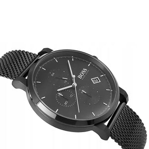 Left angle view of the case of the Hugo Boss Integrity 1513813 watch.