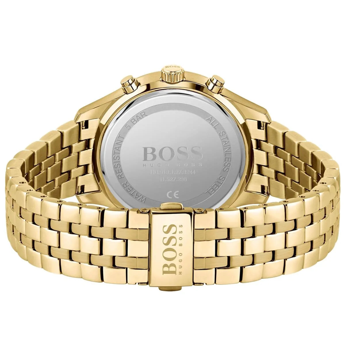 Engraved stainless steel case back of the Hugo Boss Associate 1513841 watch.