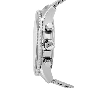 Side profile of Hugo Boss Admiral 1513904 men's quartz battery watch showing 11.5mm thickness and silver stainless steel finish