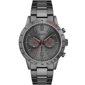 Hugo Boss Allure 1513924 men's watch with gray dial, gray metal strap, and 50m water resistance main view