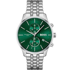 Hugo Boss 1513975 Men's Watch – Silver & Green & Stainless Steel | Original Hugo Boss