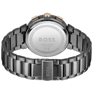 Back view photo of Boss One 1514000 showing the stainless steel caseback and engraved markings from Luxury Hub Store