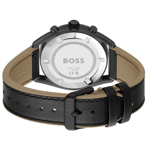 Caseback of Hugo Boss Centre Court 1514022 showing technical specs (10 BAR / 328FT) and rubber strap details