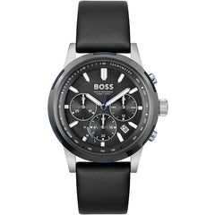 Hugo Boss 1514031 Men's Watch – Black & Grey & Leather | Original Hugo Boss